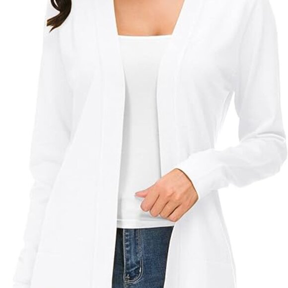 Urban CoCo Women's Long Sleeve Open Front Cardigan Sweater White Size X Large - Picture 1 of 8